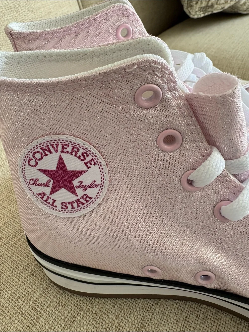 Converse Light Pink Sparkle High-Top Kids' Sneakers New W/O Tags Youth Size3
